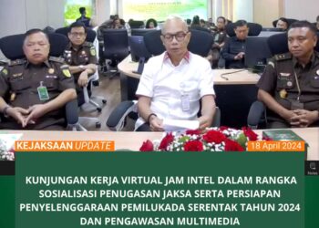KUNJUNGAN KERJA VIRTUAL JAM INTEL DALAM RANGKA SOSIALISASI PENUGASAN JAKSA, PERSIAPAN PENYELENGGARAAN PEMILUKADA SERENTAK TAHUN 2024 DAN PENGAWASAN MULTIMEDIA