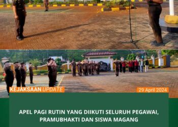 APEL PAGI RUTIN YANG DIIKUTI SELURUH PEGAWAI, PRAMUBHAKTI, SISWA MAGANG