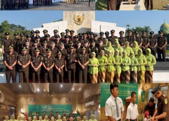 UPACARA DAN ZIARAH TAMAN MAKAM PAHLAWAN DALAM RANGKA HARI BHAKTI ADHYAKSA KE-64 DAN HARI ULANG TAHUN IKATAN ADHYAKSA DHARMAKARINI KE-24 TAHUN 2024 DI KEJAKSAAN NEGERI BANGKALAN