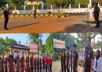 APEL PAGI RUTIN YANG DIIKUTI SELURUH PEGAWAI, PRAMUBHAKTI DAN SISWA MAGANG