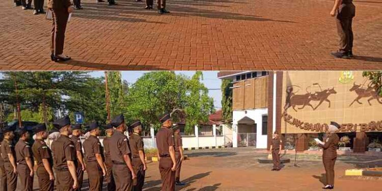 APEL PAGI PESERTA LATIHAN DASAR 2024 KEJAKSAAN NEGERI BANGKALAN