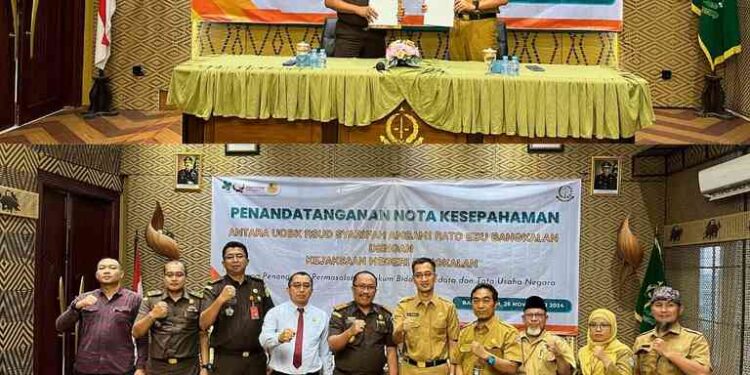 PERJANJIAN KERJASAMA UOBK RSUD SYARIFAH AMBAMI RATO EBU DENGAN KEJAKSAAN NEGERI BANGKALAN