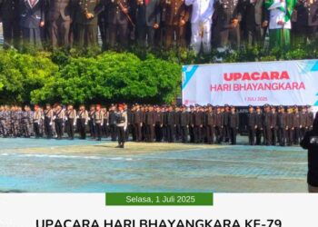 UPACARA PERINGATAN HARI BHAYANGKARA KE-79 DI POLRES BANGKALAN