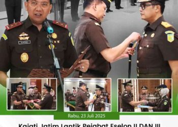KAJATI JATIM LANTIK PEJABAT ESELON II DAN III DILINGKUNGAN KEJAKSAAN TINGGI JAWA TIMUR