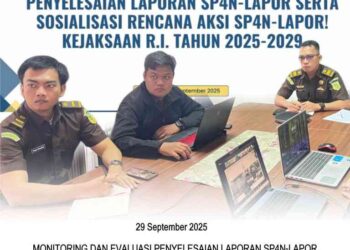 MONITORING DAN EVALUASI PENYELESAIAN LAPORAN SP4N-LAPOR SERTA SOSIALISASI RENCANA AKSI SP4N-LAPOR! KEJAKSAAN R.I. TAHUN 2025-2029
