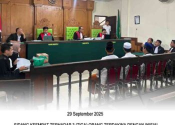 SIDANG KEEMPAT TERHADAP 3 (TIGA) ORANG TERDAKWA DENGAN INISIAL ‘SR’, ‘AY’ DAN ‘MI’ PADA PERKARA DUGAAN TINDAK PIDANA DI BIDANG CUKAI DENGAN AGENDA PEMERIKSAAN SAKSI DAN KETERANGAN TERDAKWA