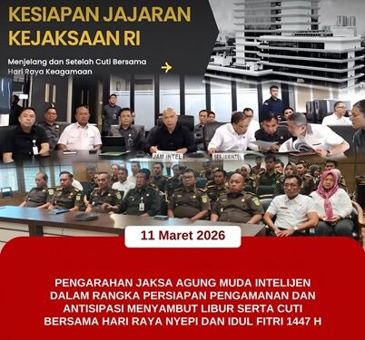 PENGARAHAN JAKSA AGUNG MUDA INTELIJEN DALAM RANGKA PERSIAPAN PENGAMANAN DAN ANTISIPASI MENYAMBUT LIBUR SERTA CUTI BERSAMA HARI RAYA NYEPI DAN IDUL FITRI 1447 H