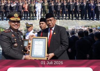 UPACARA PERINGATAN HARI BHAYANGKARA KE-80 DI POLRES BANGKALAN