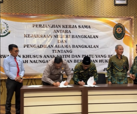 PERJANJIAN KERJA SAMA KEJAKSAAN NEGERI BANGKALAN DENGAN PENGADILAN AGAMA BANGKALAN TENTANG PERWALIAN KHUSUS ANAK YATIM YANG BERADA DI BAWAH NAUNGAN YAYASAN BERBADAN HUKUM