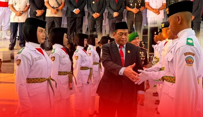 PENGUKUHAN PASUKAN PENGIBAR BENDERA PUSAKA KABUPATEN BANGKALAN DALAM RANGKA PERINGATAN HUT KE-81 KEMERDEKAAN REPUBLIK INDONESIA TAHUN 2026